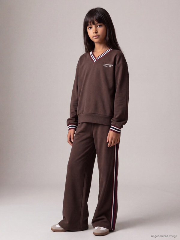LCW Kids V Neck Printed Girls' Set
