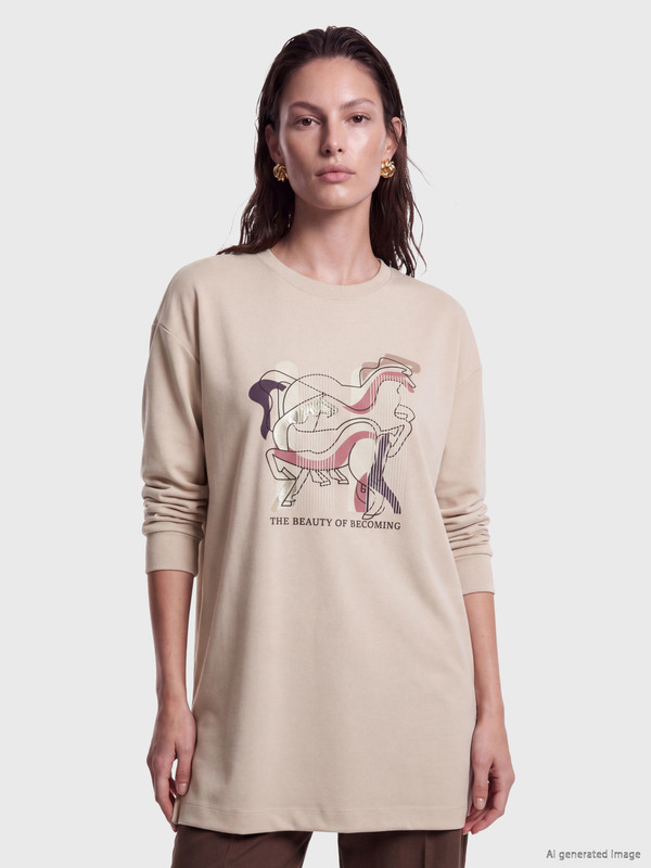 LCW EVERYDAY Soft Touch Oversize Women's Sweatshirt Tunic