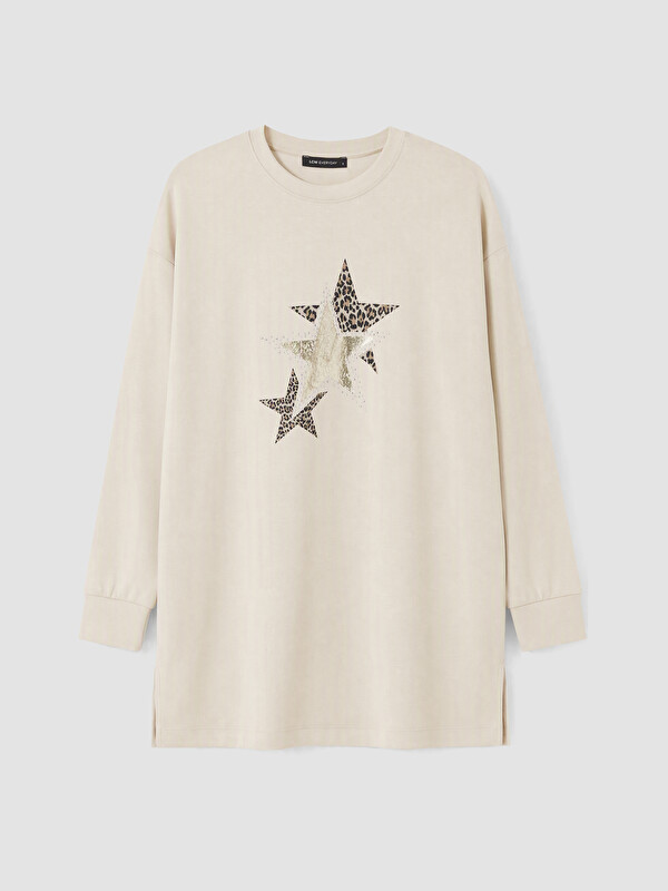 LCW EVERYDAY Printed Oversize Women's Sweatshirt Tunic
