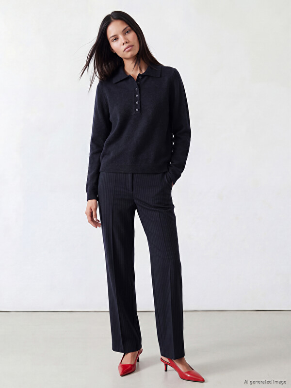 LCW Modest Regular Fit Çizgili Kadın Pantolon