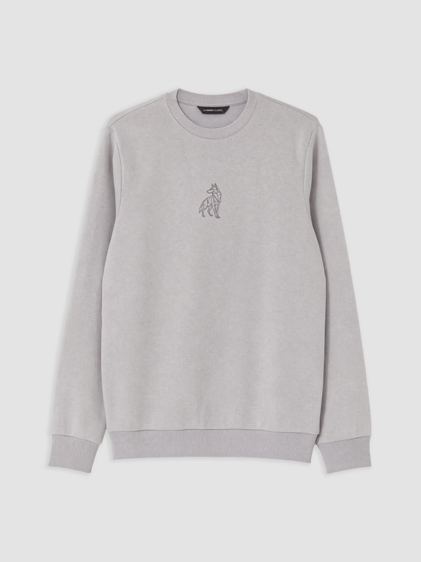LCWAIKIKI Classic Bisiklet Yaka Nakışlı Sweatshirt