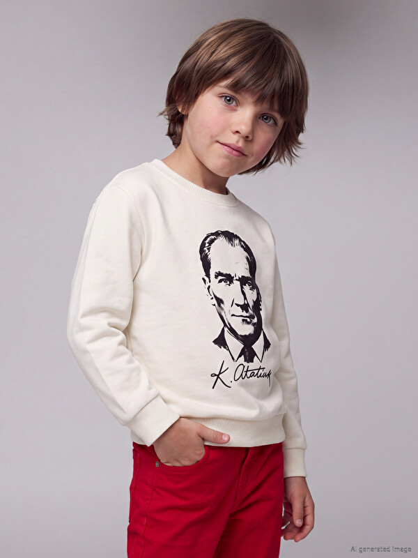 LCW Kids Atatürk Printed Boys' Sweatshirt
