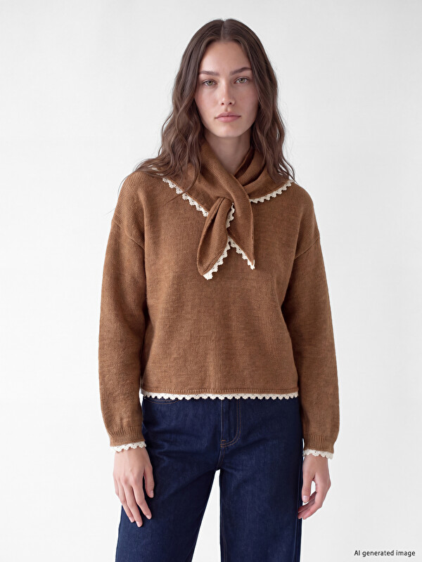 LCW Modest Scarf Neck Women's Knitwear Sweater