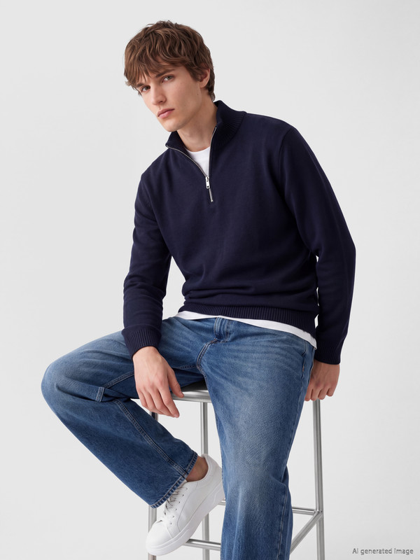 XSIDE Zippered Stand Collar Men's Sweater