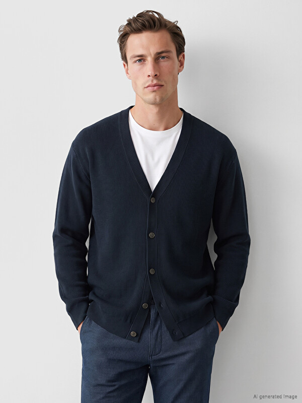 LCWAIKIKI Classic V Neck Men's Knitwear Cardigan