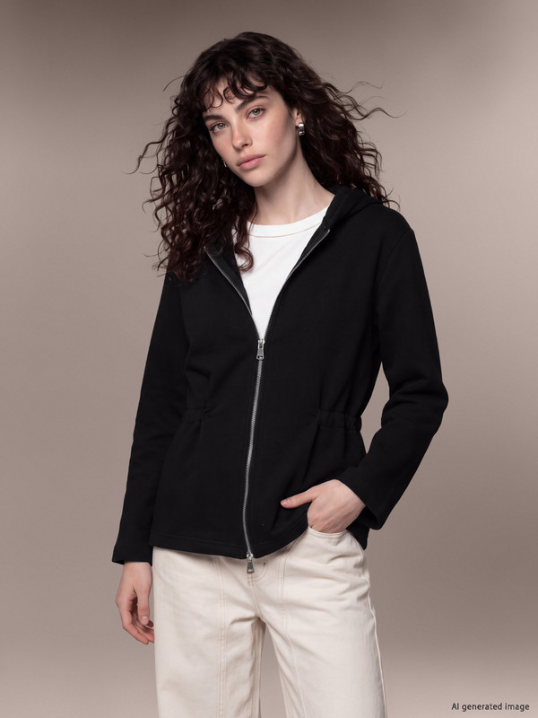 LCW Petite Kapüşonlu Kadın Fermuarlı Sweatshirt