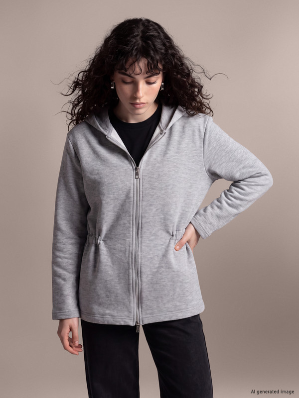 LCW Petite Kapüşonlu Kadın Fermuarlı Sweatshirt