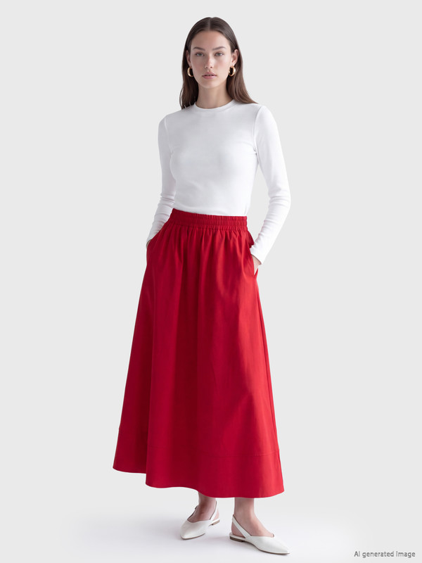 LCW Modest Beli Lastikli Kloş Etek