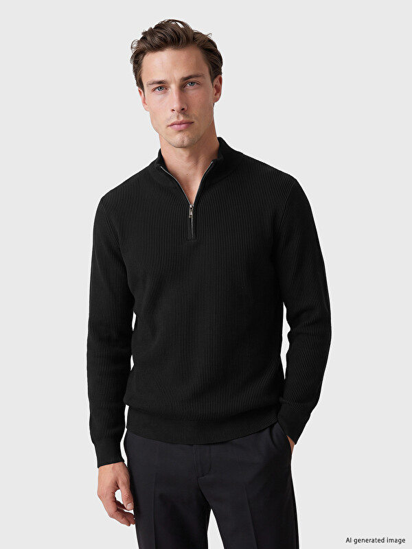 LCWAIKIKI Classic Mock Neck Men's Knitwear Sweater