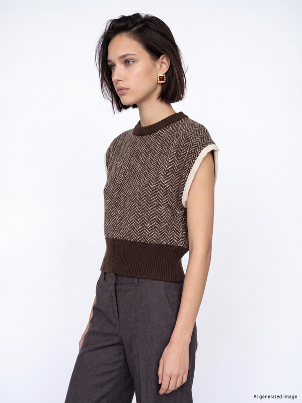 LCW Comfort Bisiklet Yaka Desenli Kadın Süveter