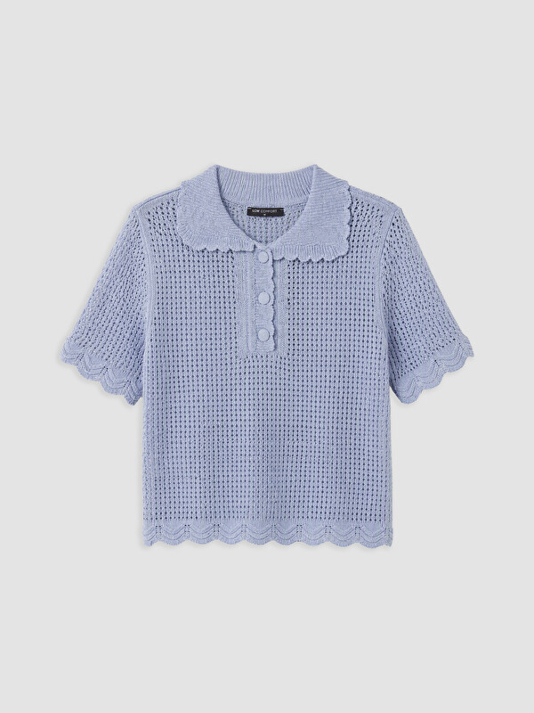 LCW Comfort Polo Yaka Ajurlu Kadın Triko Kazak