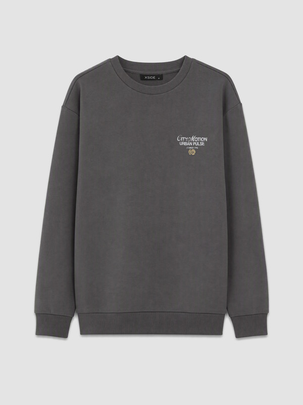 XSIDE Bisiklet Yaka Baskılı Erkek Sweatshirt