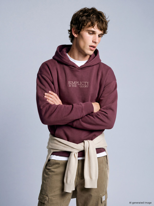 XSIDE Nakışlı Erkek Hoodie