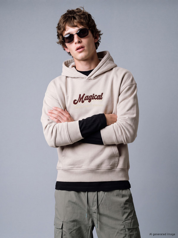 XSIDE Nakışlı Erkek Hoodie