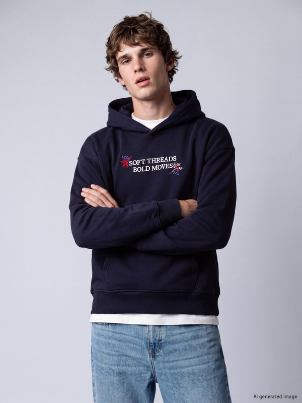XSIDE Nakışlı Kapüşonlu Erkek Hoodie
