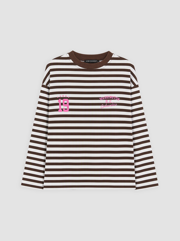 LCW Modest Çizgili Kadın Sweatshirt Tunik