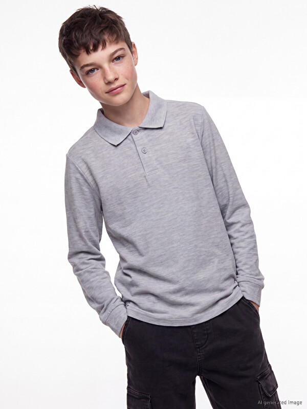 LCW Kids Polo Neck Basic Long Sleeve Boys' T-Shirt