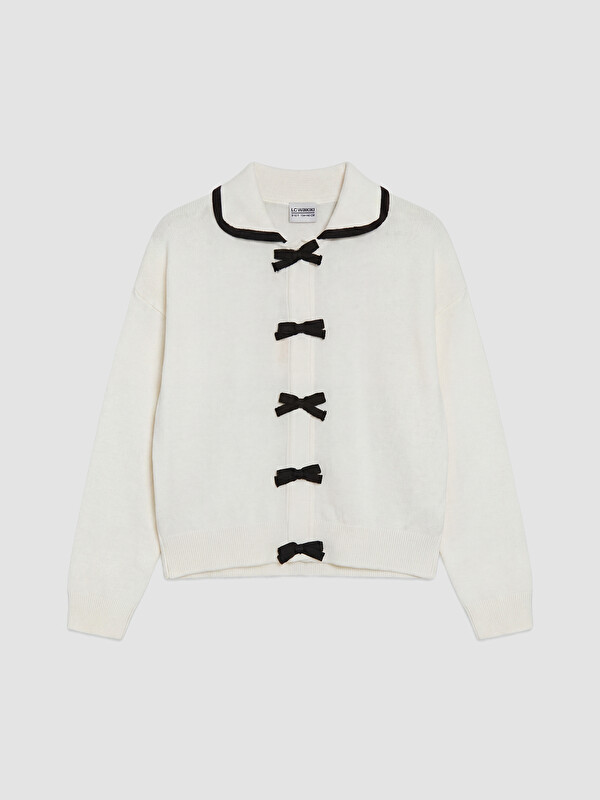 LCW Kids Polo Yaka Kız Çocuk Triko Hırka