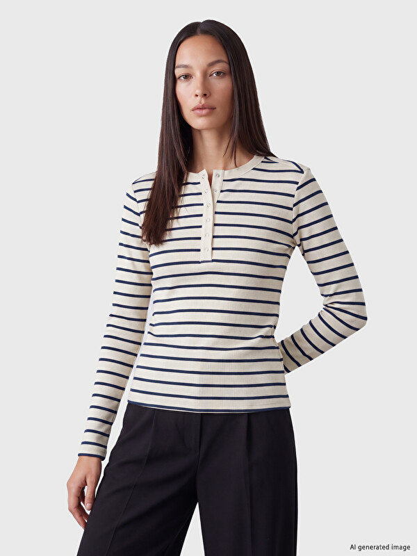 LCW EVERYDAY Crew Neck Striped Women's Body