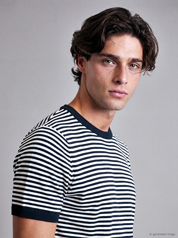 LCW Vision Crew Neck Striped Short Sleeve Men's Knitwear Sweater