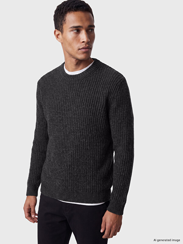 LCW Vision Men's Crew Neck Wool Blend Knit Sweater
