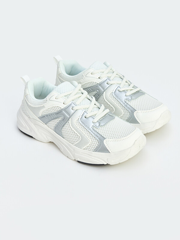 LCW STEPS Lace-Up Girl's Sneakers with Mesh Detail