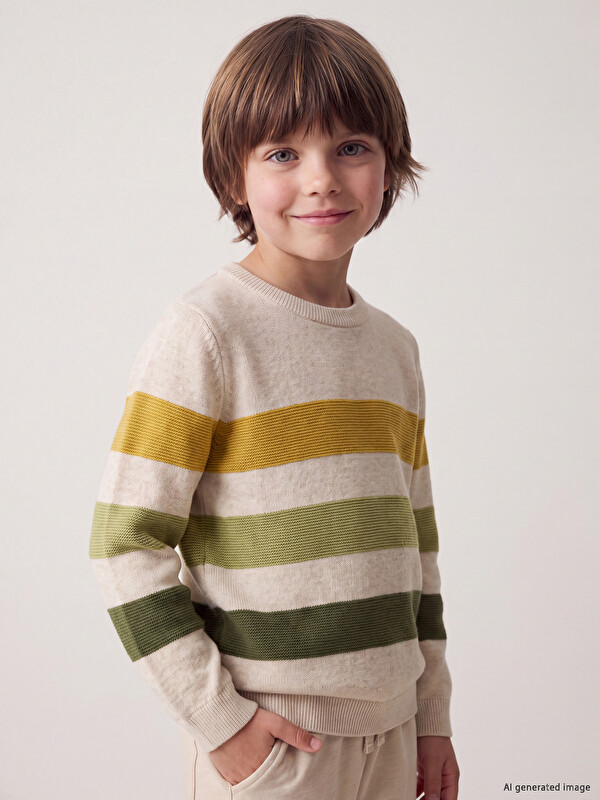 LCW Kids Crew Neck Striped Boys' Knitwear Sweater
