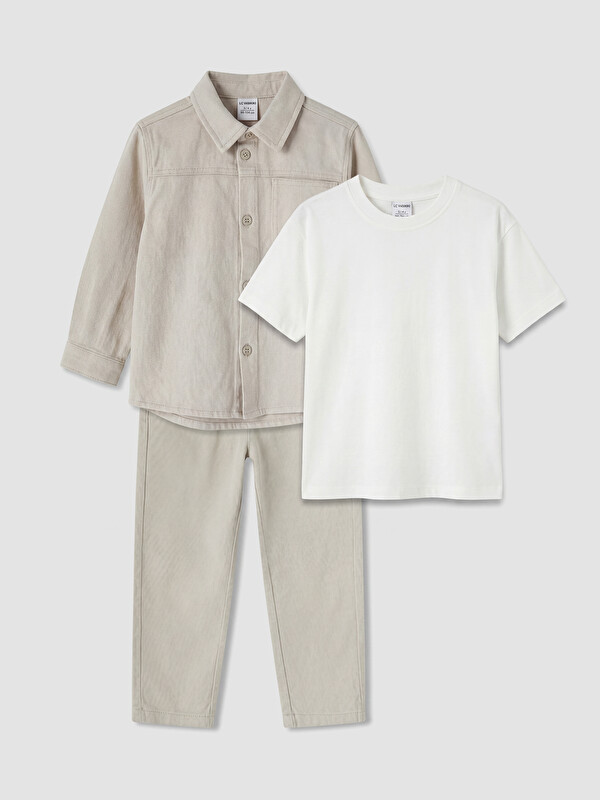 LCW Kids Erkek Çocuk Gömlek Tişört Pantolon Takım