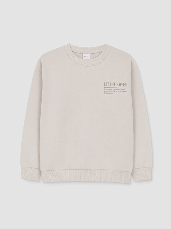 LCW Kids Bisiklet Yaka Baskılı Erkek Çocuk Sweatshirt