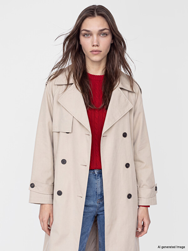 LCW Modest Kuşaklı Kadın Gabardin Trençkot