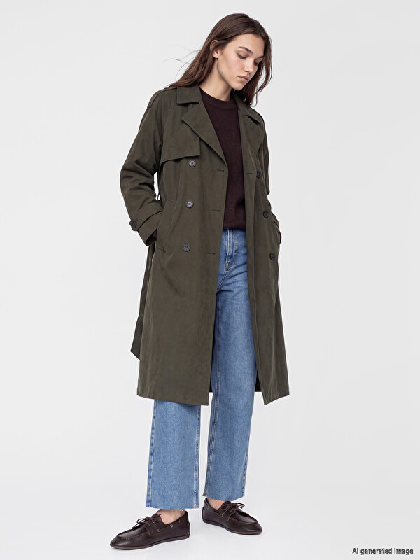 LCW Modest Kuşaklı Kadın Gabardin Trençkot