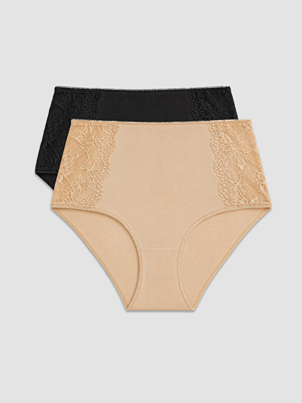LCW DREAM Classic Lace-Trimmed Briefs, Set of Two