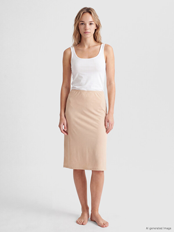 LCW DREAM Elastic Waist Women's Slip Skirt