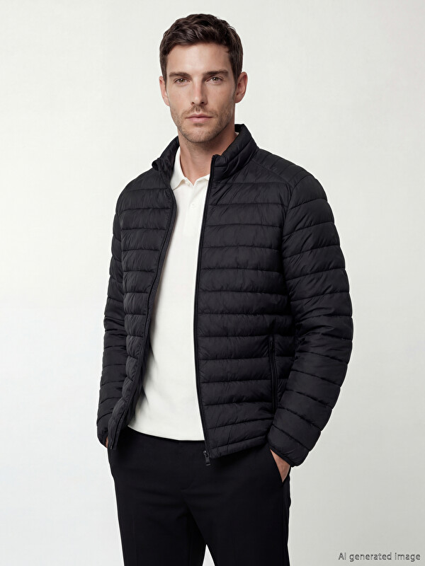 LCWAIKIKI Classic Man Black Puffer Coat