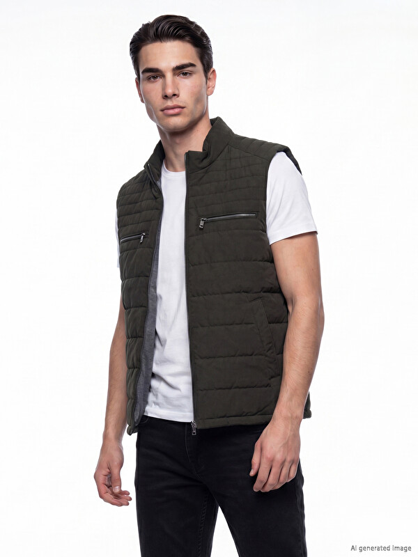LCWAIKIKI Classic Man Khaki Knit Gilet