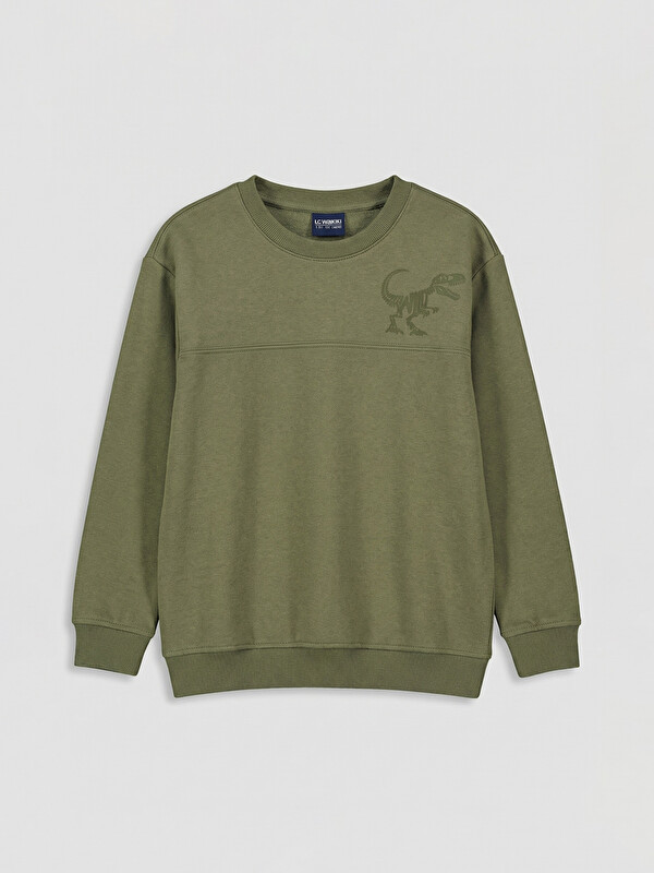 LCW Kids Bisiklet Yaka Baskılı Erkek Çocuk Sweatshirt