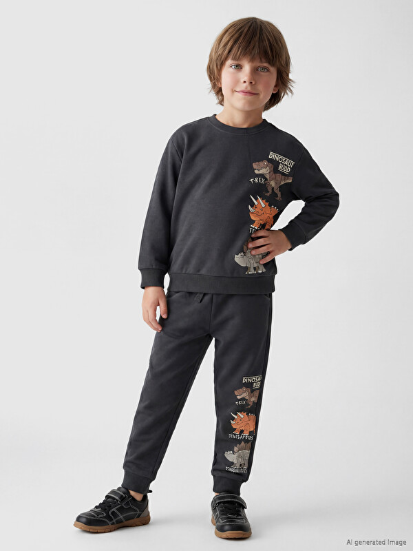 LCW Kids Dinozor Baskılı Erkek Çocuk Takım