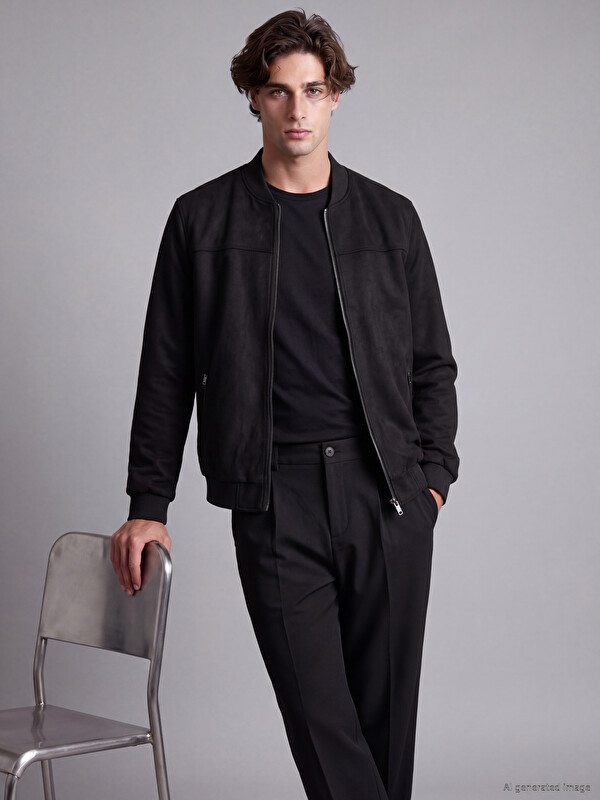 LCWAIKIKI Classic Regular Fit Baseball Collar Men's Suede Coat