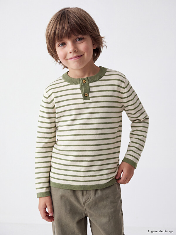 LCW Kids Crew Neck Striped Boys' Knitwear Sweater
