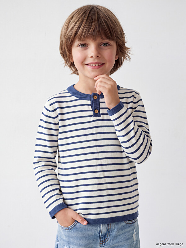 LCW Kids Crew Neck Striped Boys' Knitwear Sweater