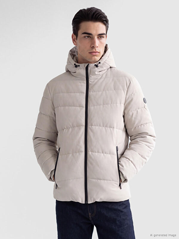 LCWAIKIKI Classic Regular Fit Kapüşonlu Erkek Şişme Mont