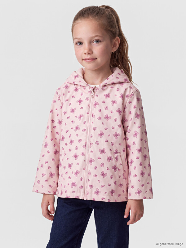 LCW Kids پالتۆی بەربارانی کچان کڵاودار