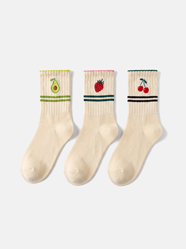 LCW DREAM Fruit Patterned Women's Ankle Socks 3-pack