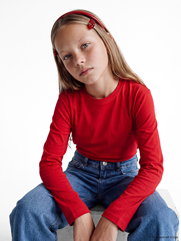 LCW Kids Bisiklet Yaka Basic Kız Çocuk Tişört