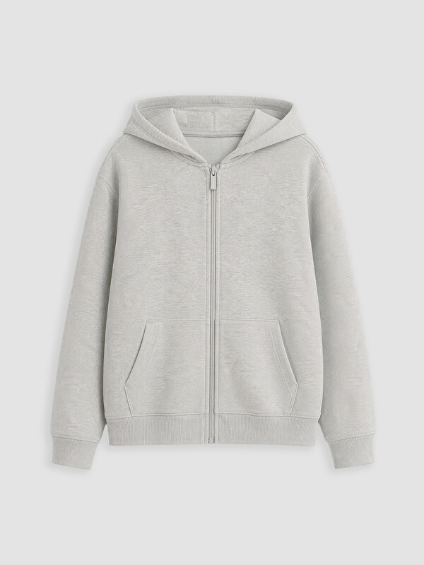LCW Kids Kapüşonlu Kalın Kız Çocuk Fermuarlı Sweatshirt