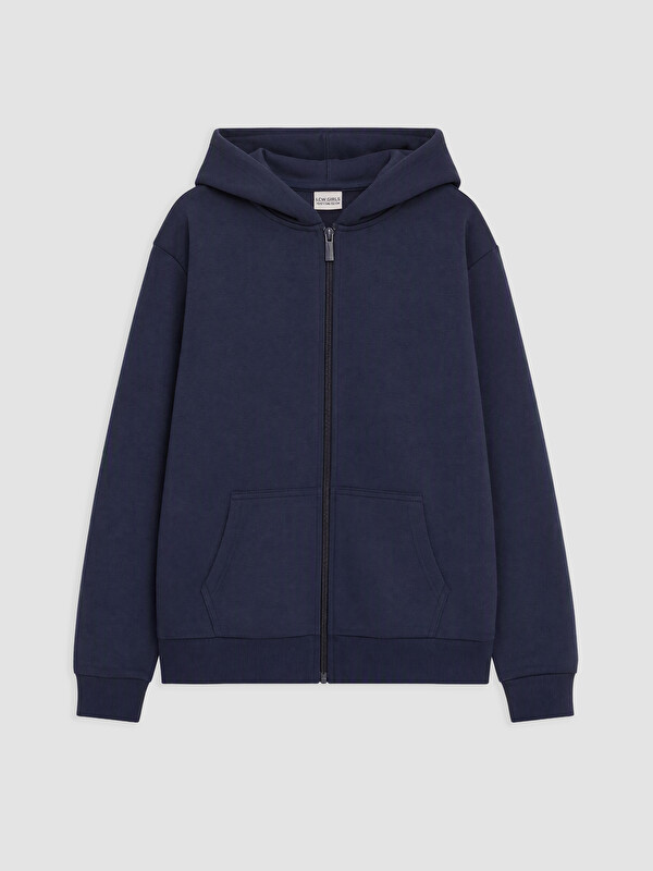 LCW Kids Kapüşonlu Kalın Kız Çocuk Fermuarlı Sweatshirt