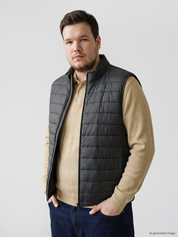 LCWAIKIKI Classic Slim Fit Mock Neck Φουσκωτό Γιλέκο για άνδρες