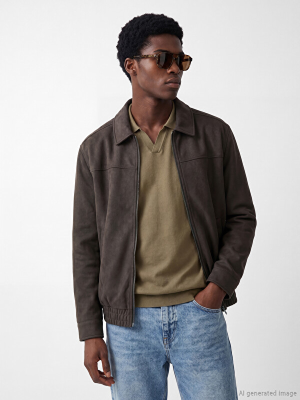 XSIDE Loose Fit Erkek Deri Görünümlü Ceket