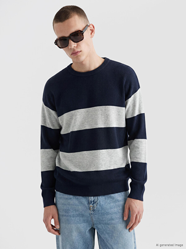 XSIDE Crew Neck Striped Men's Knitwear Sweater