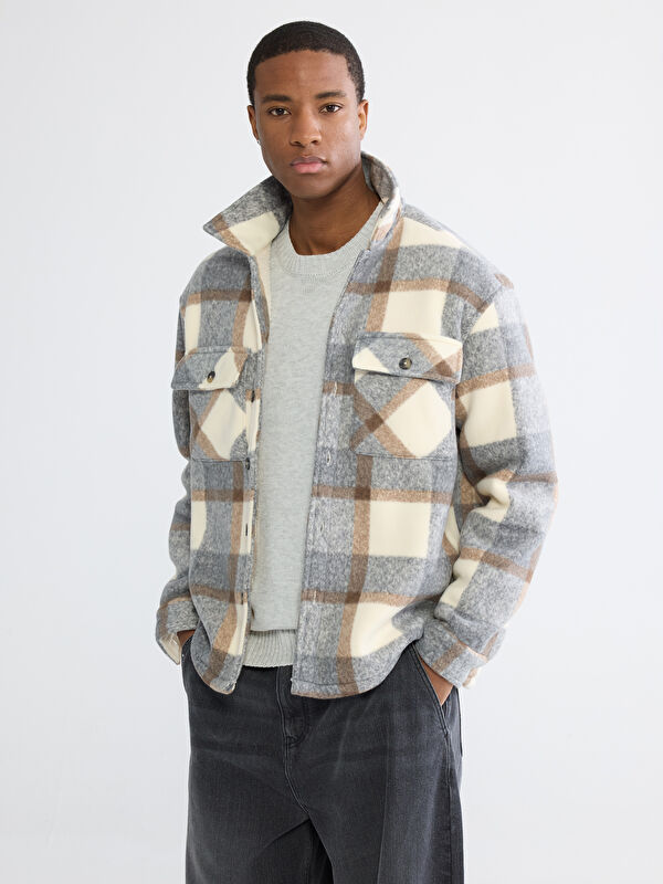 XSIDE Loose Fit Plaid Men's Shirt Jacket